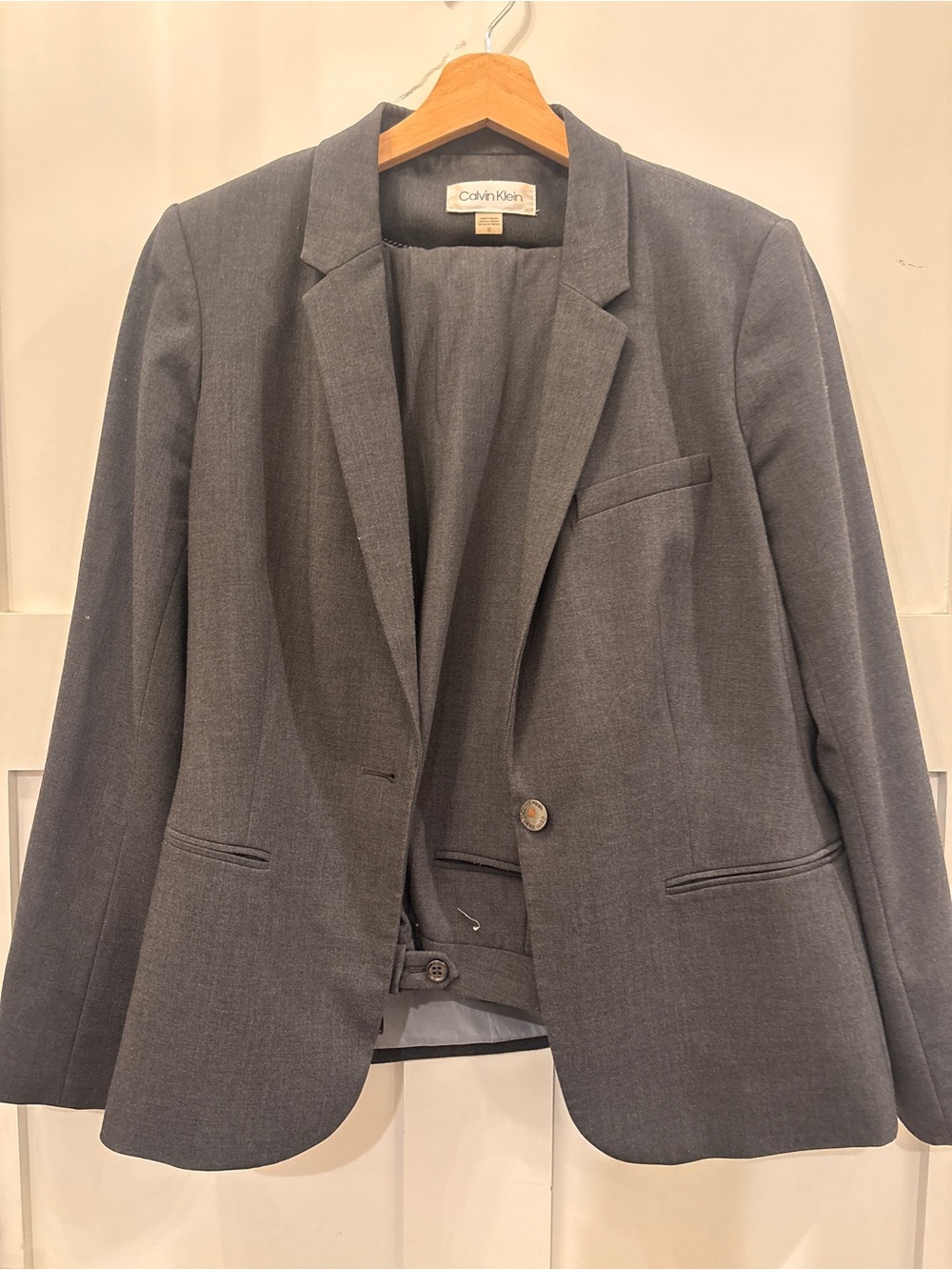 Calvin Klein Women's Charcoal Single-Button Blazer